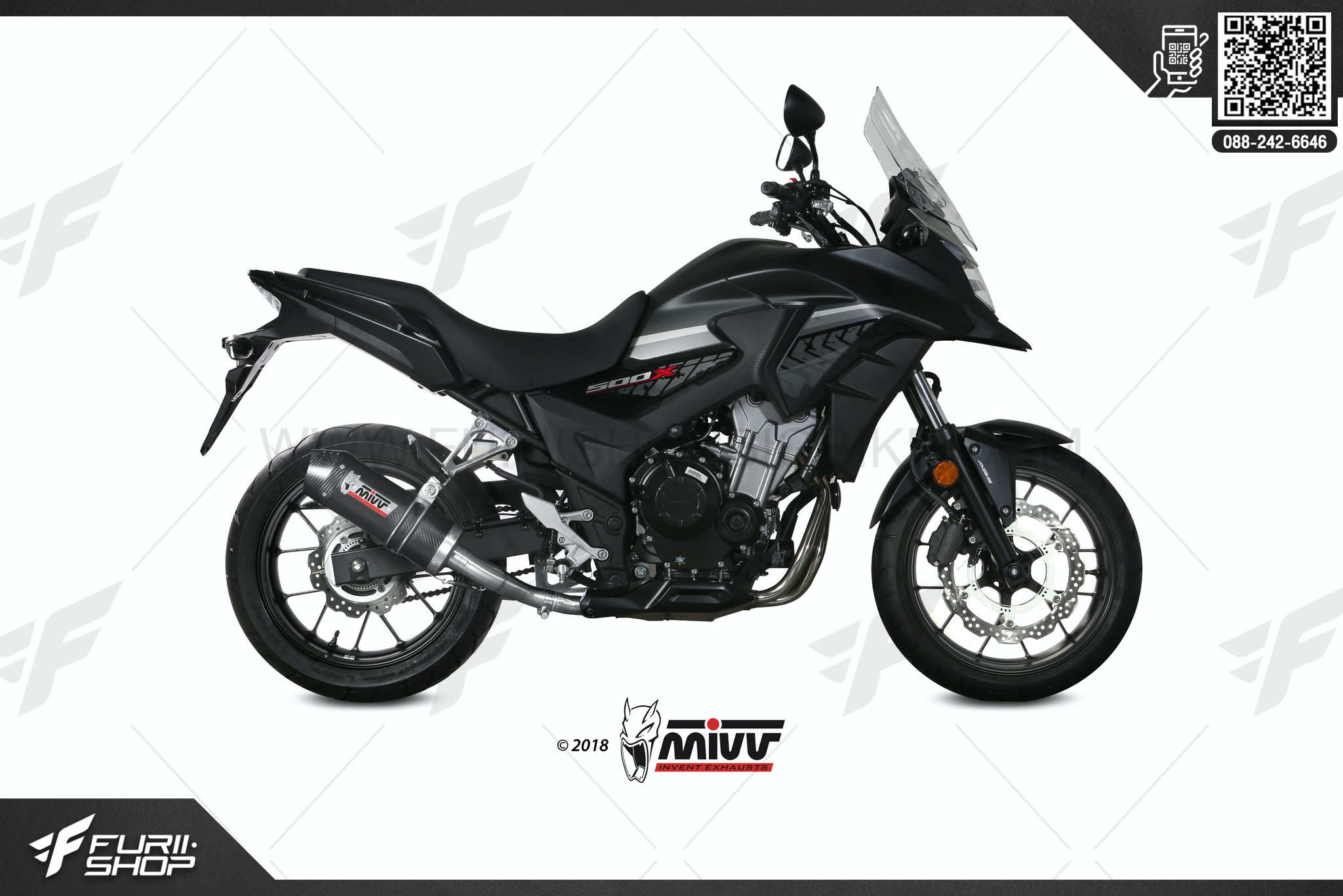 ท่อมอเตอร์ไซค์ MIVV FOR HONDA CB500X 2017+ SLIP-ON OVAL CARBONIO CARBON CAP/CARBON CAP ท่อแต่ง ท่อสูตร ท่อบิ๊กไบค์ ท่อBigbike ท่อไอเสีย