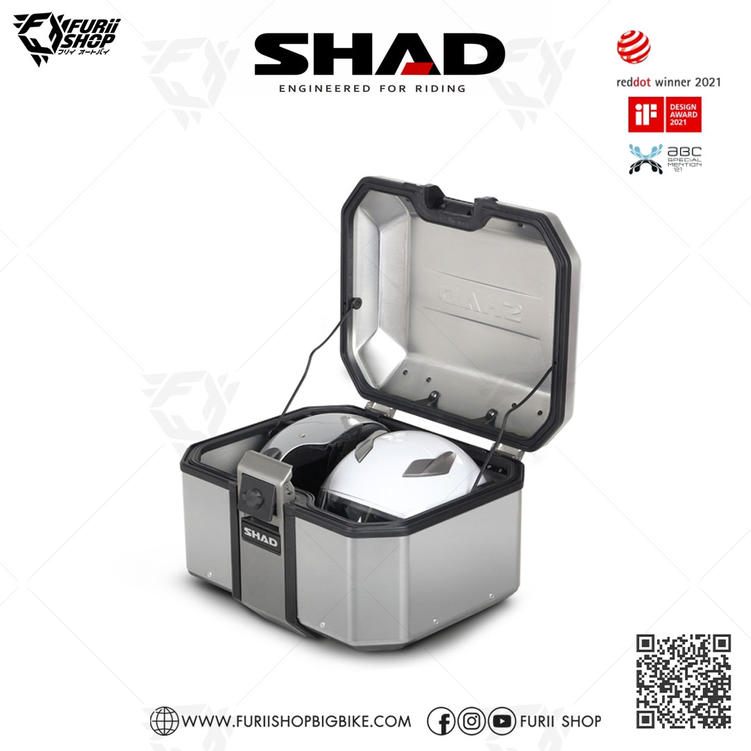 กล่องหลัง SHAD TR48 Silver ขนาด 48 ลิตร (สามารถเก็บหมวกกันน็อคได้ 1 ใบ)