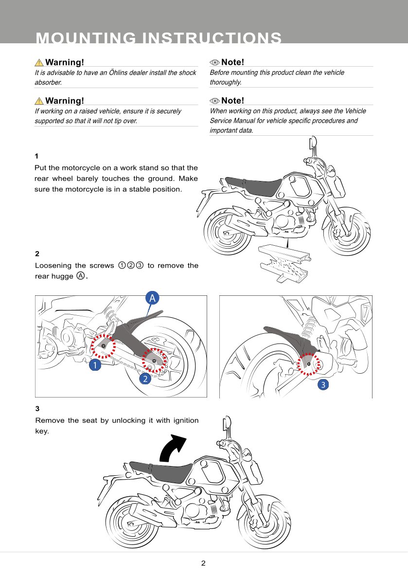 โช๊คหลังแต่ง Ohlins HO047 For Honda MSX125 (USA-GROM RR '22-) ปี 2021-2023