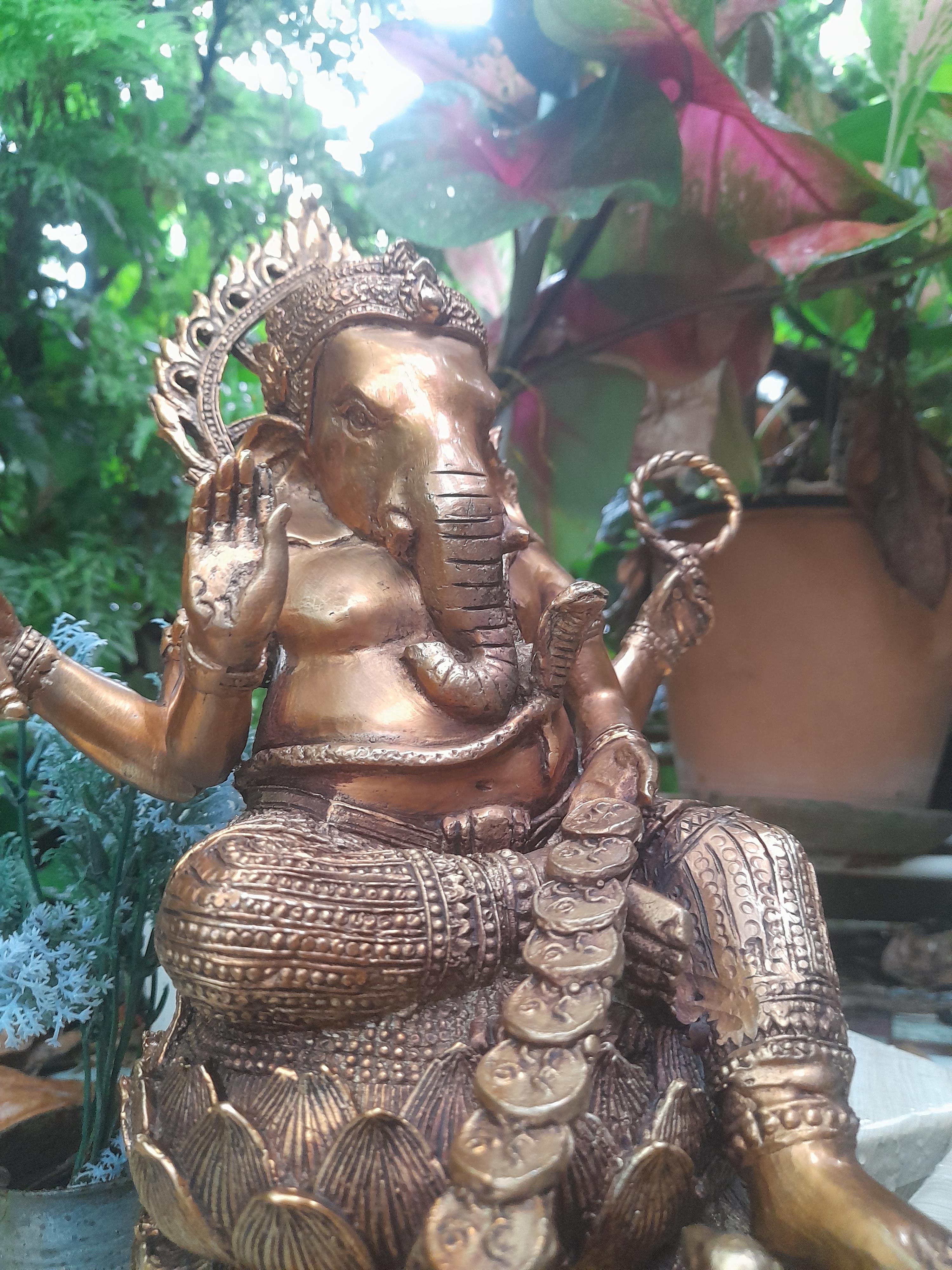 พระพิฆเนศ ปางเอกทันตะ คณปติ องค์ทองเหลือง ปางสำเร็จในทุกสิ่ง