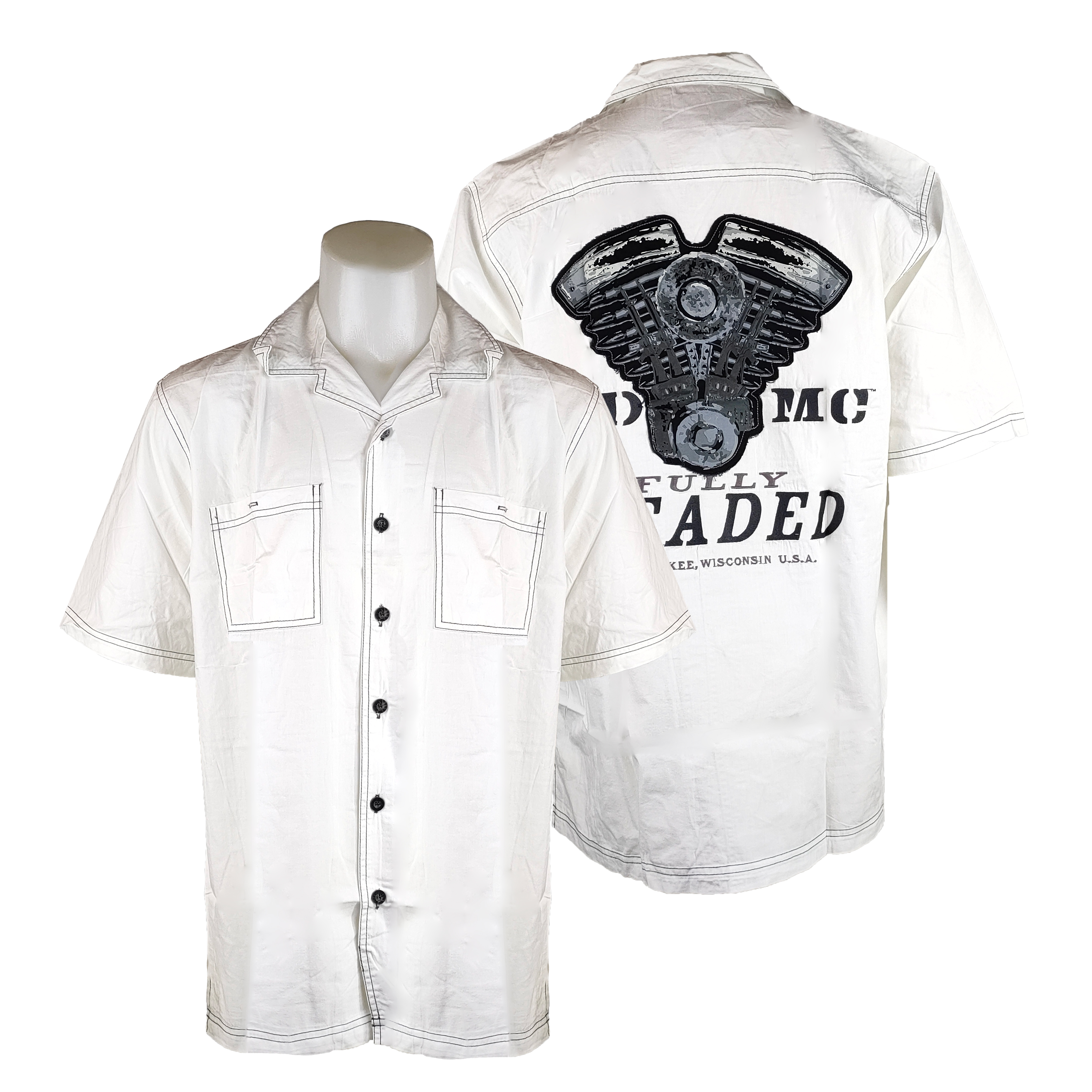 Shirt H-D แขนสั้นปักลาย 97169-12VM ไซส์ M,Xl
