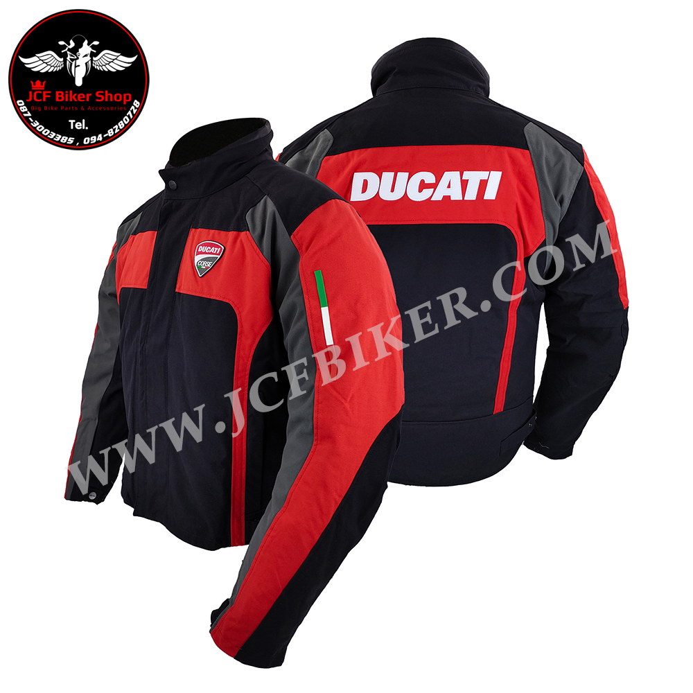 เสื้อการ์ด เสื้อการ์ดมอเตอร์ไซค์ Ducati วัสดุผ้าGor-texและD-Dryกันน้ำและแห้งไว มีการ์ด 5จุด