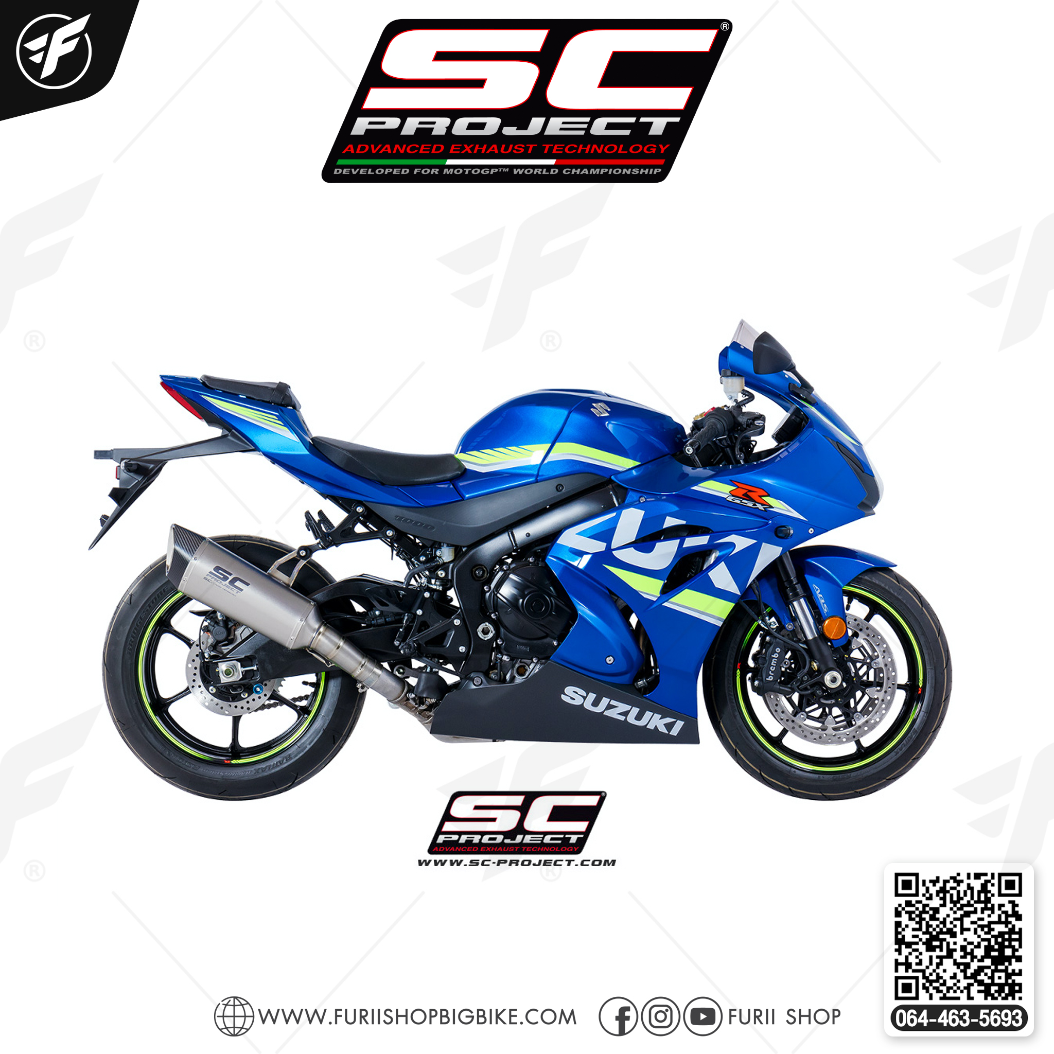 SUZUKI GSX-R1000 (2017 - 2020) SC1-R Muffler, with Carbon fiber end cap