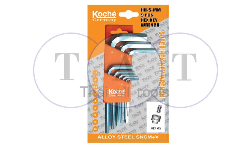 ชุดประแจหกเหลี่ยมตัวแอล แบบสั้น 9 ชิ้น/ชุด (นิ้ว inch) KOCHE
