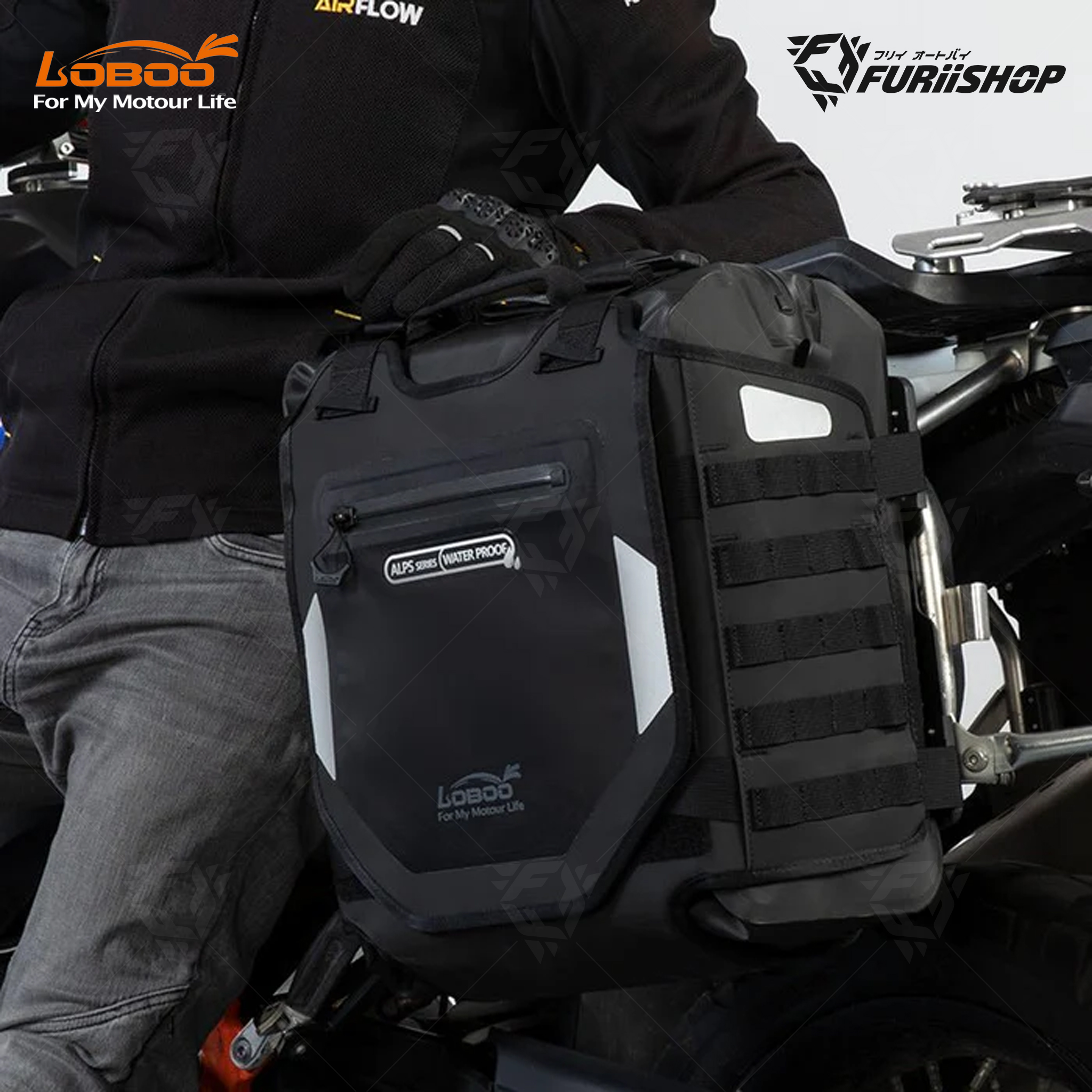 Alps Inflatable BAB30-30TBK กระเป๋าติดแรคข้าง ปั้มลมได้ สีดำ