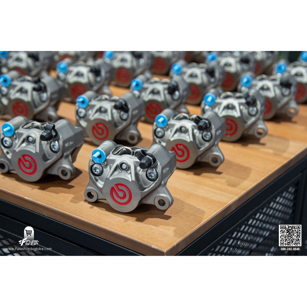 ปั้มเบรค Brembo 2Pot ปักข้างเทาโลโก้แดง สำหรับใส่รถทุกรุ่น Furii Shop [ผ่อนชำระ 0%]