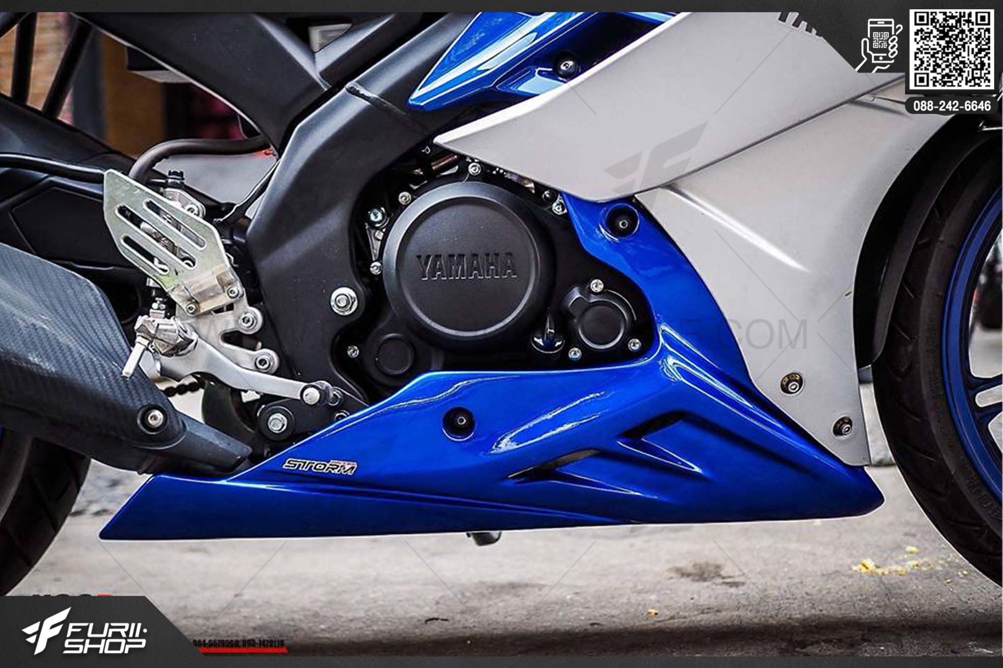 อกล่าง STORM Rider(สตรอมไรเดอร์) FOR YAMAHA R15 สีน้ำเงิน