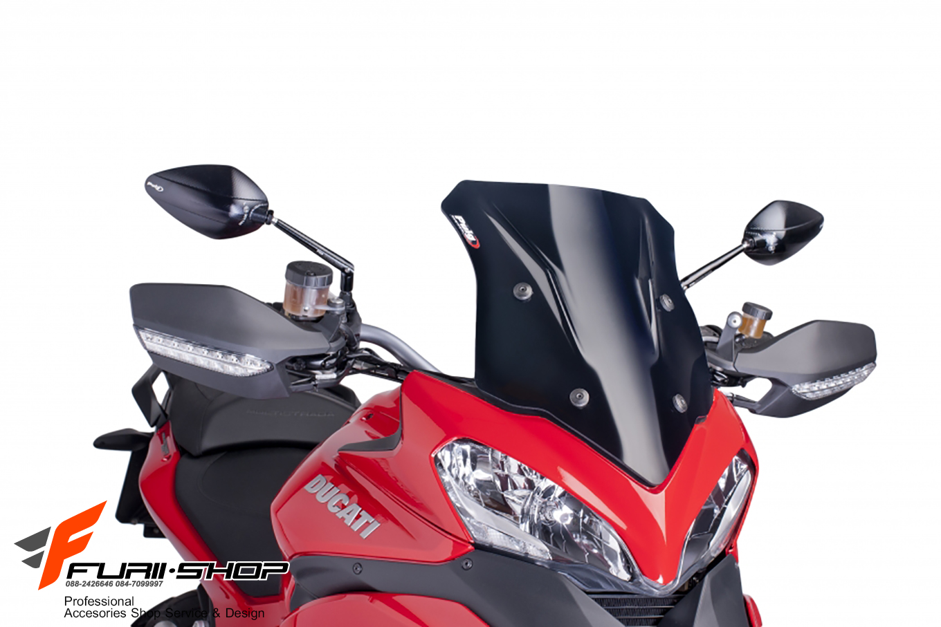 ชิว PUIG ทรงRACING สีดำ FOR DUCATI MULTISTRADA1200