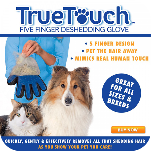 True Touch ถุงมือแปรงขนสัตว์เลี้ยง แบบนุ่มนวล