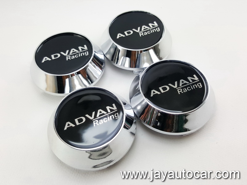 ฝาล้อรถยนต์ สำหรับ ล้อแม็ก สติ๊กเกอร์เรซิ่น ADVAN RACING สีเงิน ขนาด 63.5 มิล 1ชุด 4ชิ้น 63.5mm.