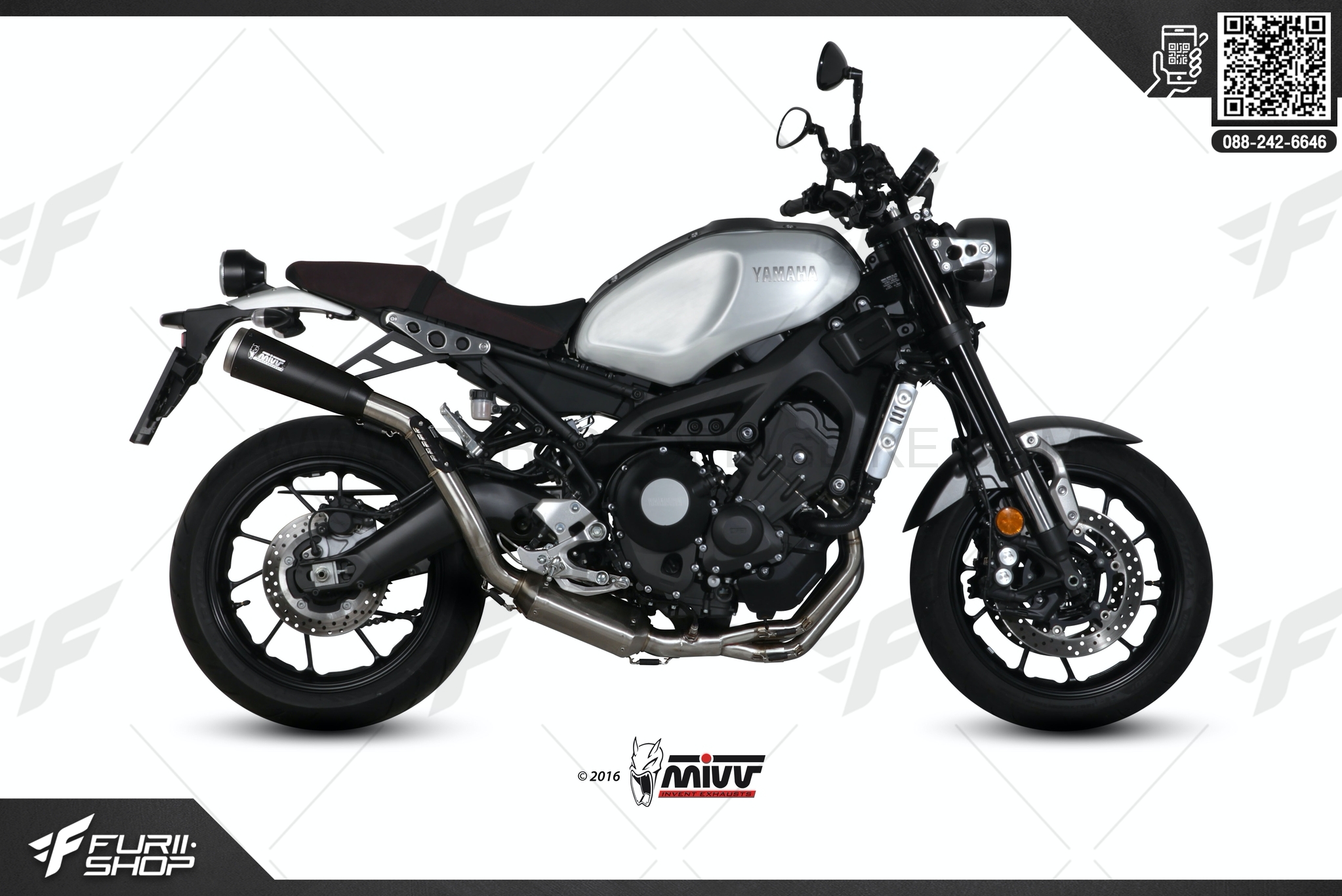 ท่อมอเตอร์ไซค์ MIVV GHIBLI S BLACK BLACK STAINLESS STEEL FOR YAMAHA XSR900 2016 ท่อแต่ง ท่อสูตร ท่อบิ๊กไบค์ ท่อBigbike ท่อไอเสีย