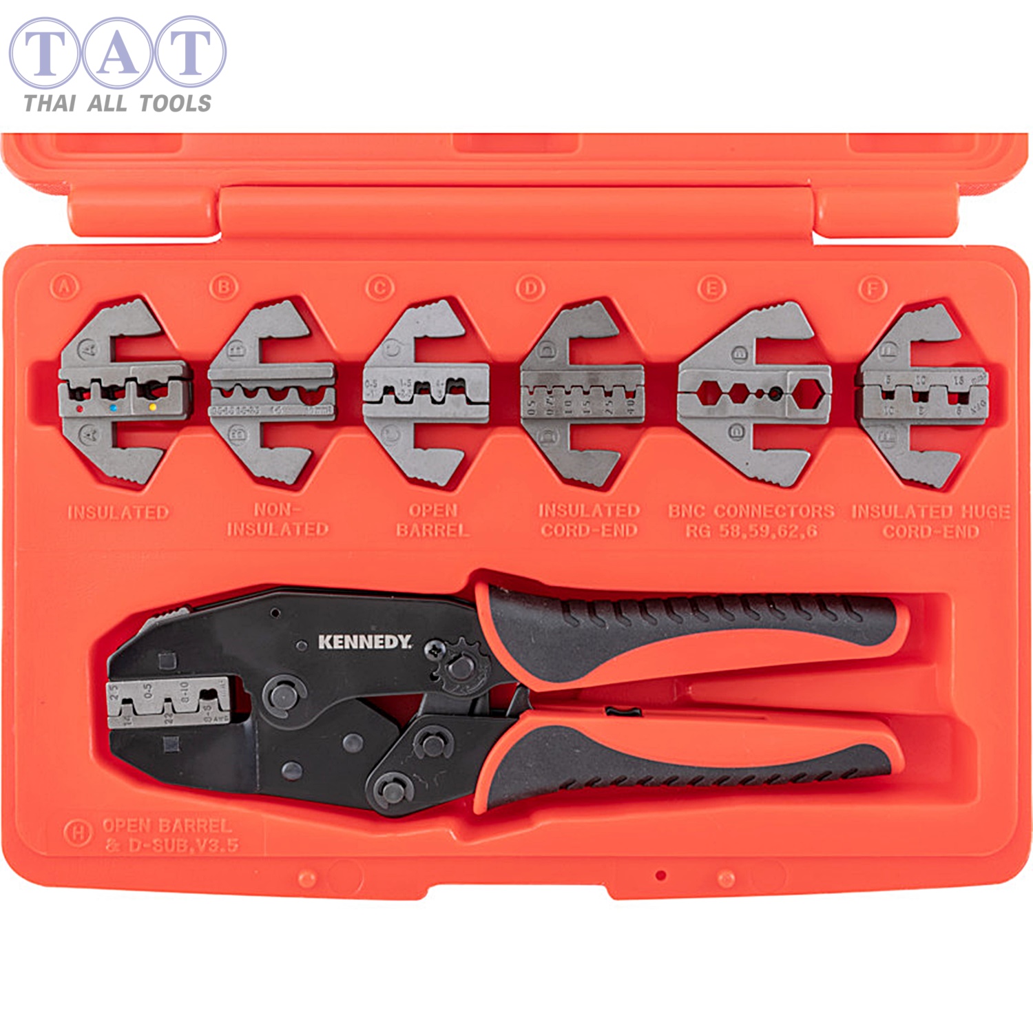 ชุดคีมย้ำ RATCHET CRIMPING TOOL C/WINTERCHANGEABLE JAWS 8PC KENNEDY