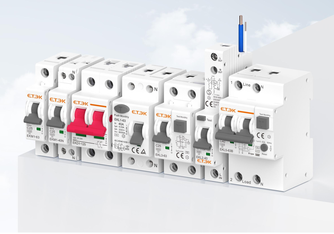RCBO เบรกเกอร์กันดูด รุ่น EKL-63 2P/4P 6kA ( 30mA / 100mA ) ป้องกันไฟรั่ว ไฟเกิน และป้องกันไฟลัดวงจร