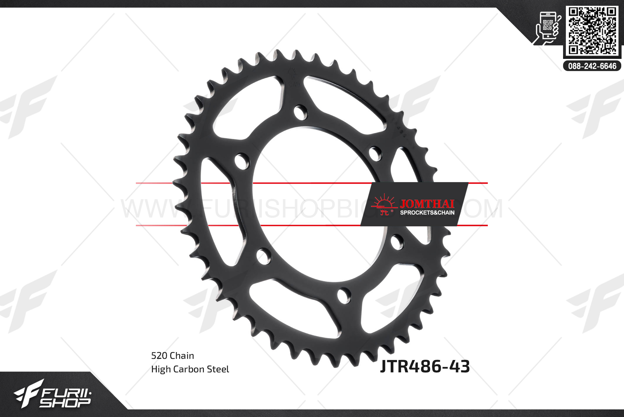 สเตอร์หลัง JOMTHAI (พระอาทิตย์) 43ฟัน รหัส JTR486-43 For Ninja250r, EX250