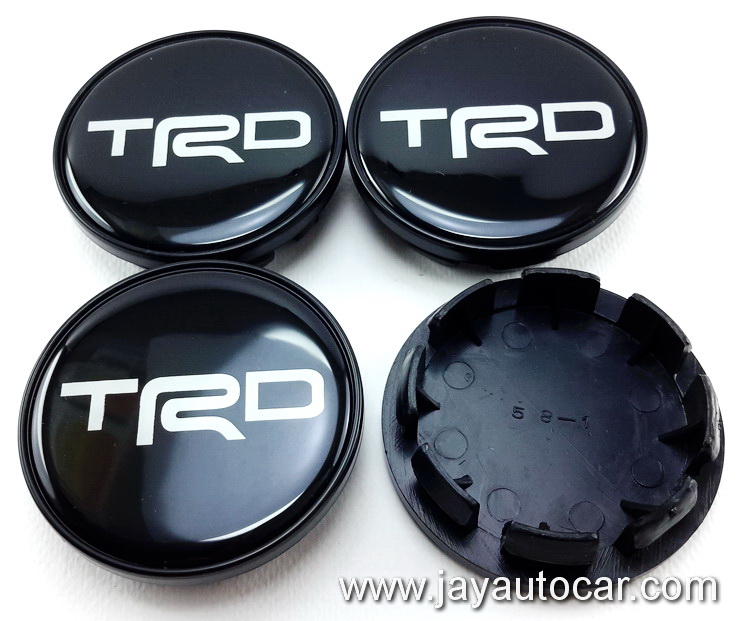 ฝาล้อรถยนต์ สำหรับ ล้อแม็ก สติ๊กเกอร์ TRD ดำ ขนาด 58 มิล 1ชุด 4ชิ้น 58mm.
