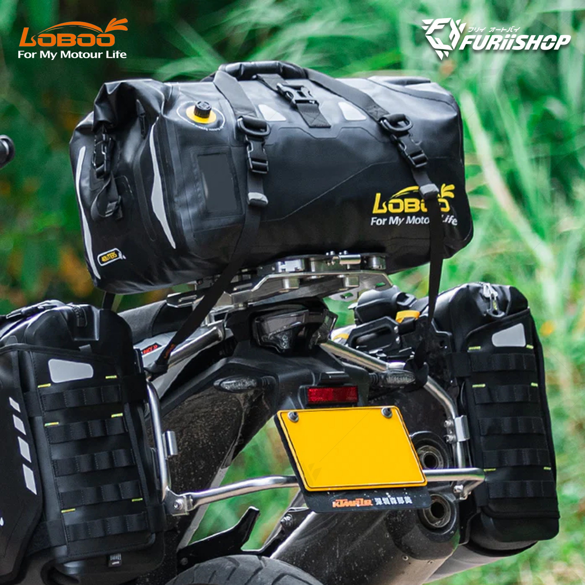 PVC Tail Bag กระเป๋าวางท้าย ผ้า PVC ขนาด 66 ลิตร สี ดำ/เหลือง