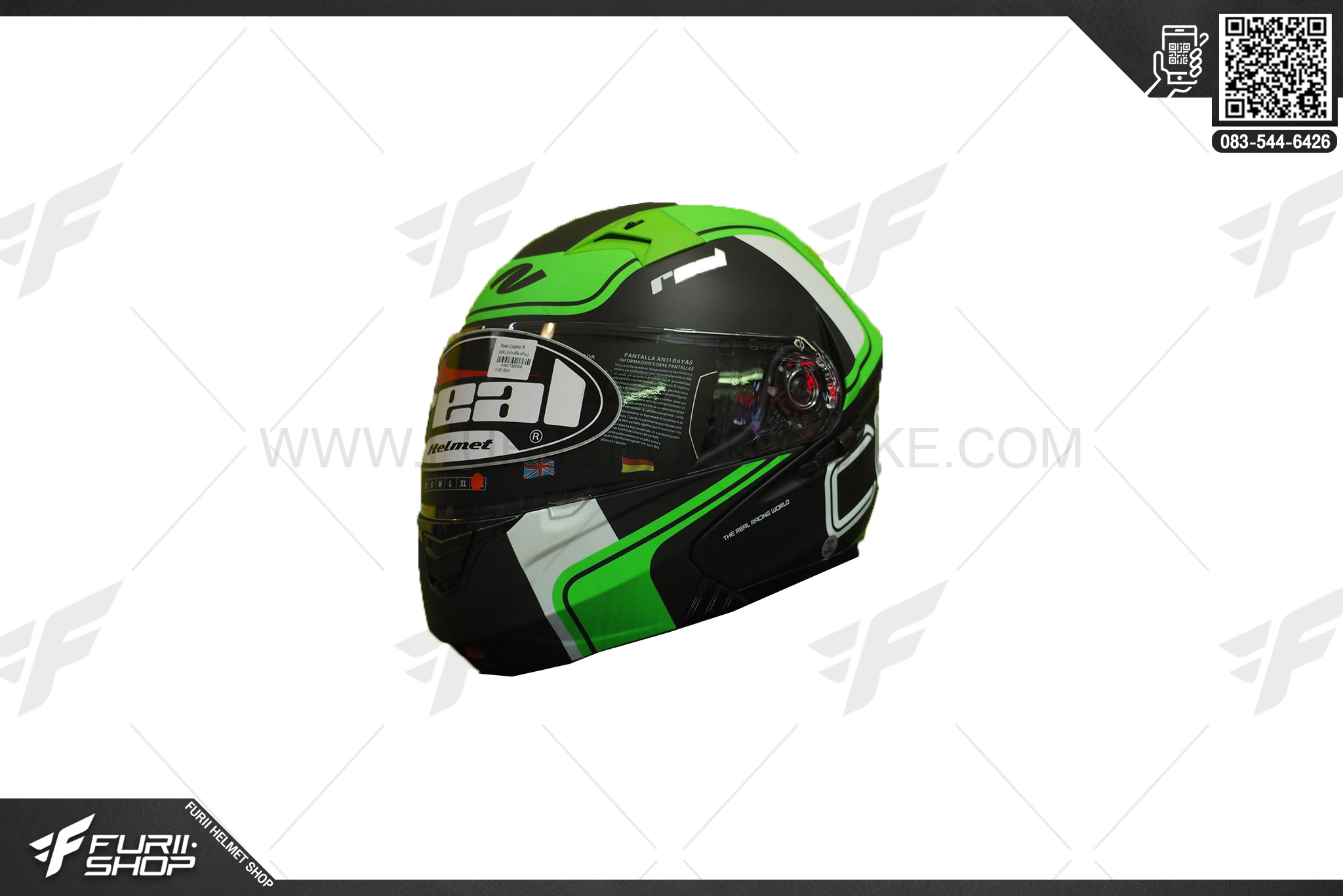 หมวกกันน็อค Real GJ-998 BLACK/GREEN(MATT)