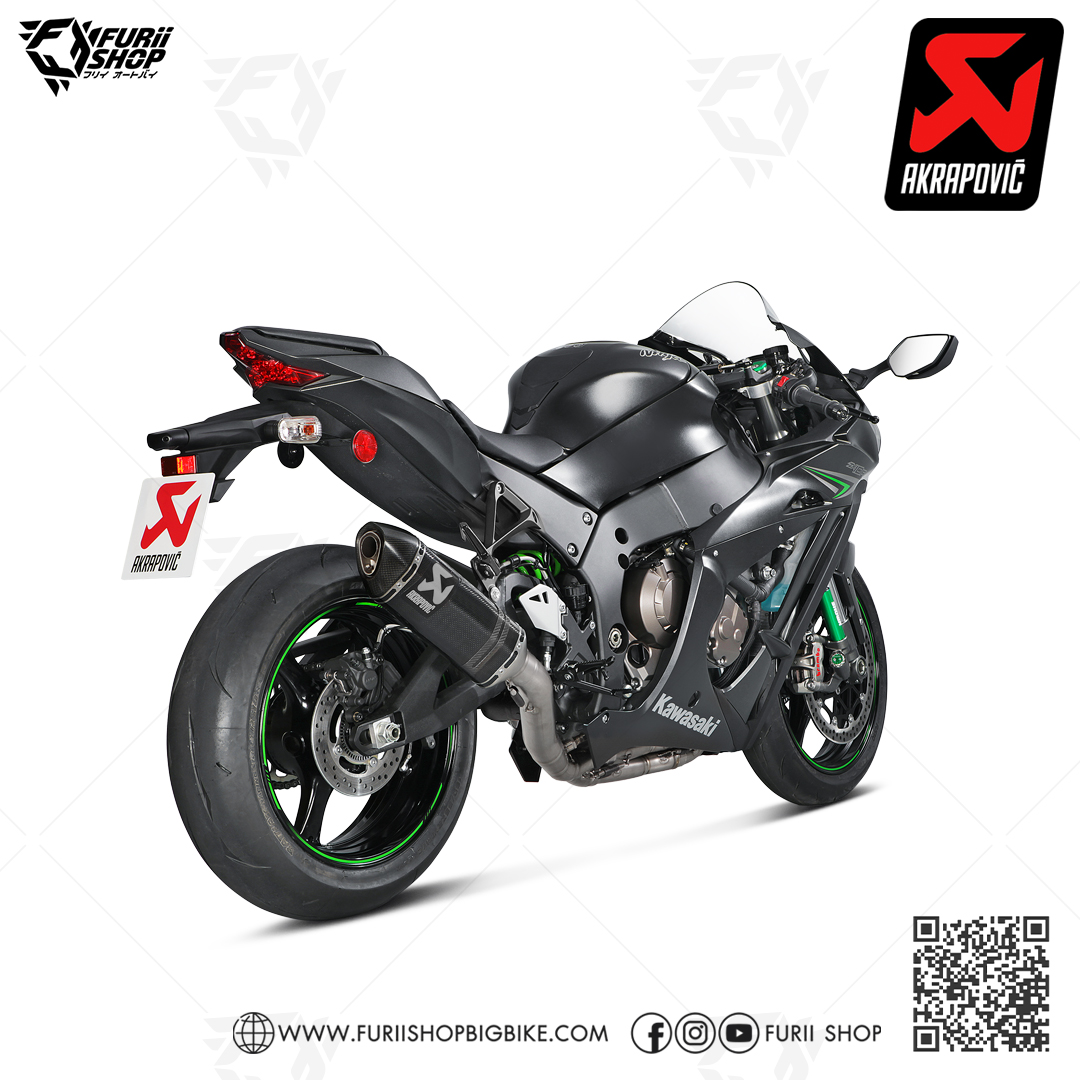 ท่อแต่ง Akrapovic Slip on Carbon Logo Aluminium คอตรง : for Kawasaki Zx10RR 2021-2022 All new !!