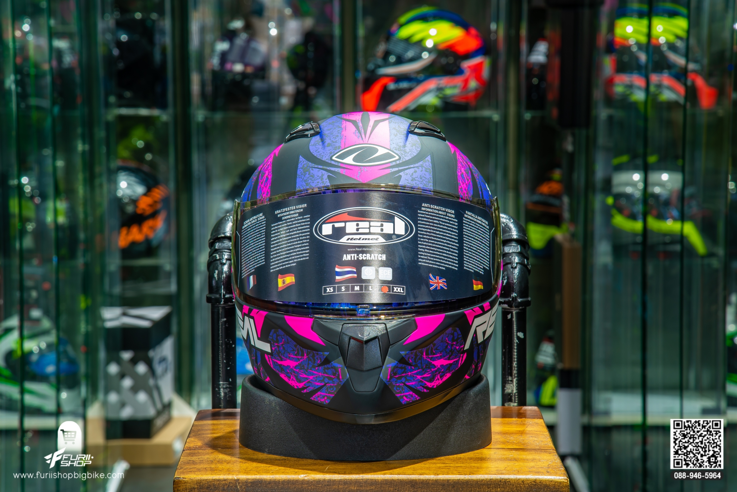 หมวกกันน็อค REAL RAPTOR STRATOS ดำ-ชมพู(ด้าน)