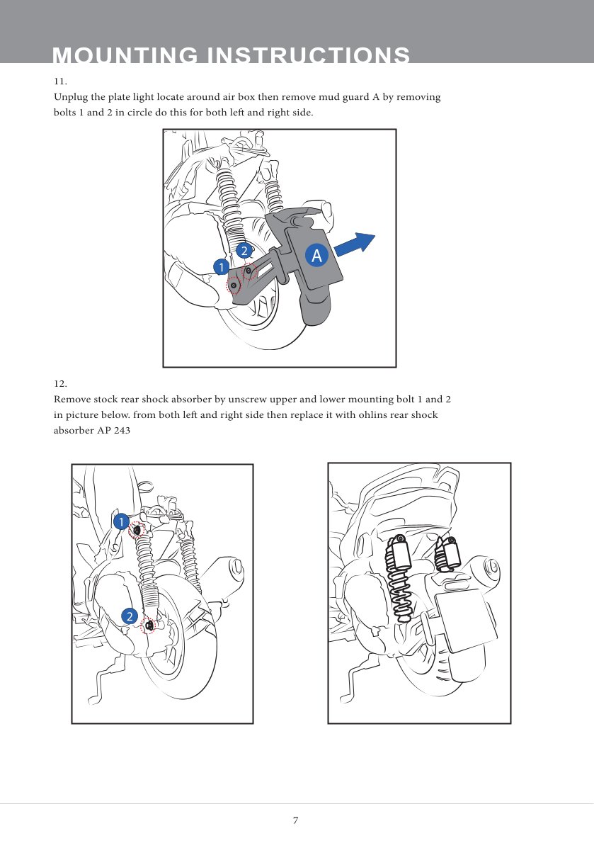 โช๊คหลังแต่ง Ohlins AP243 For Aprilia SR GT 200 ปี 2022-2023