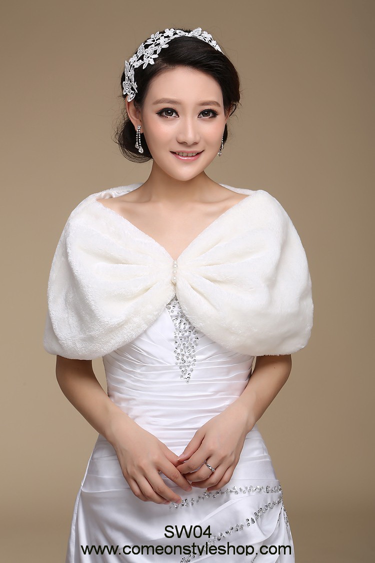 ผ้าคลุมไหล่ขนเฟอร์ สำหรับชุดแต่งงานหรือสวมคู่ชุดราตรี ชุดออกงาน การแสดง Bridal faux fur wedding 