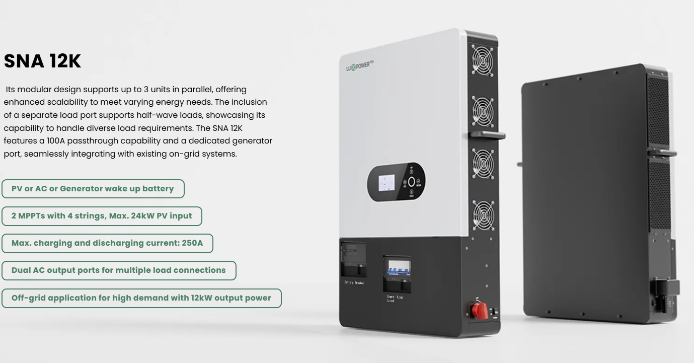 LuxPower Hybrid off grid inverter 12kW รุ่นขนานเครื่องได้ รองรับไฟแผง 4 สริง 480V ต่อสตริง , mppt 250A พร้อม CTกันไฟย้อน