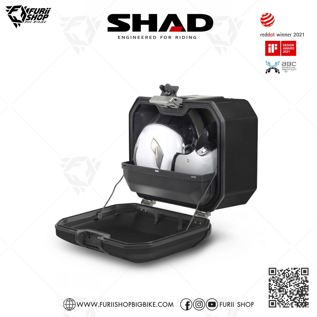 กล่องข้าง SHAD TR47R (ขวา) Black ขนาด 47 ลิตร (สามารถเก็บหมวกกันน็อคได้) มีตาข่าย และ ชุดกุญแจกล่อง 3 ใบ