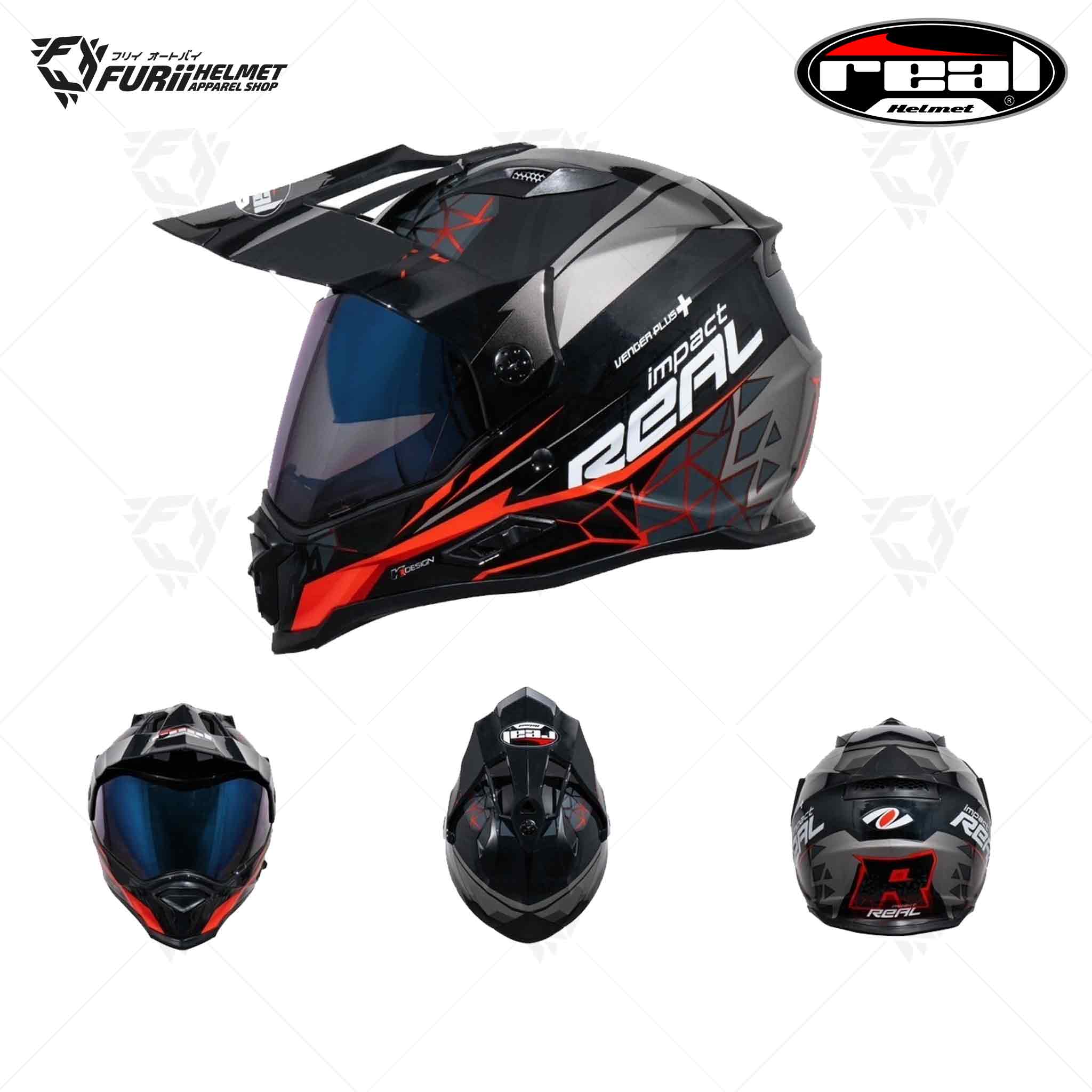 หมวกกันน็อค Real Venger plus Impact Black