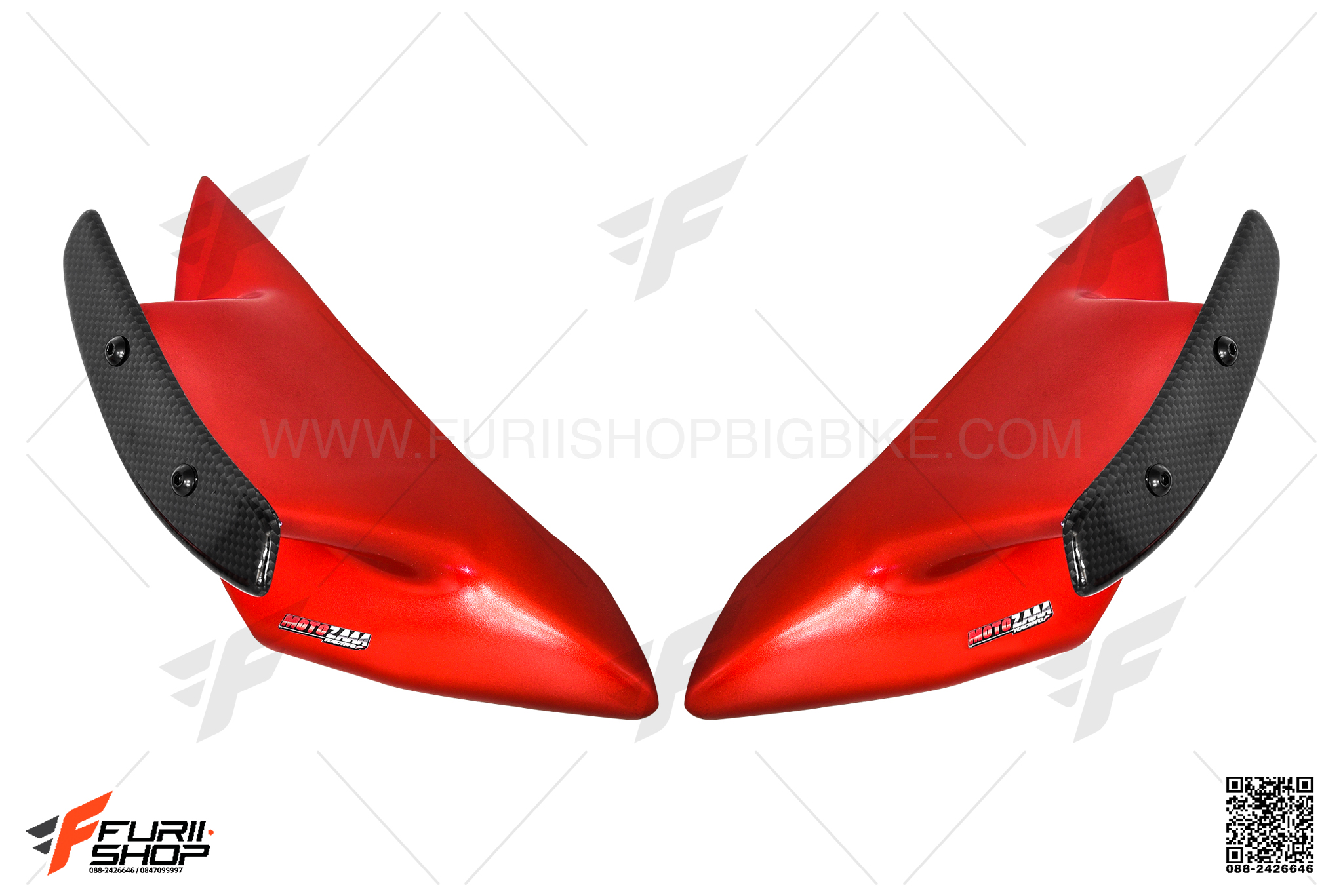แฟริ่งครีบหน้า MOTOZAAA สีแดง FOR YAMAHA R15 2017