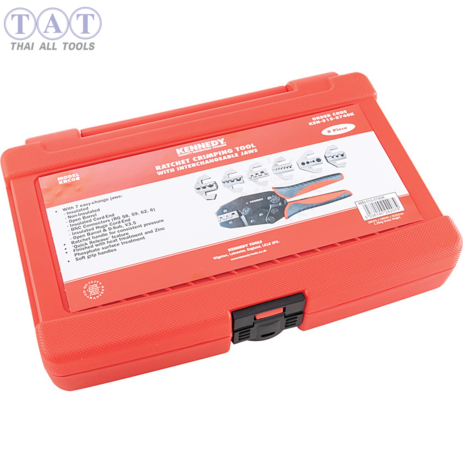 ชุดคีมย้ำ RATCHET CRIMPING TOOL C/WINTERCHANGEABLE JAWS 8PC KENNEDY