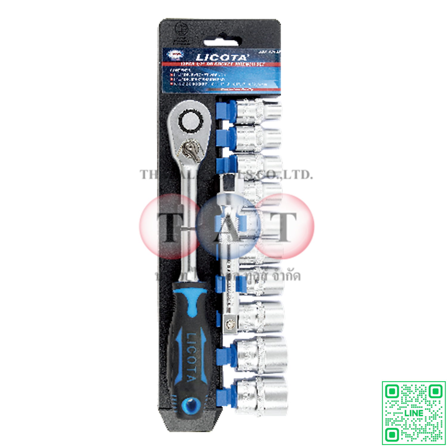 12 PCS 1/2" DR. FLANK SOCKET SET, CR-V W/ 5" EXTENSION BAR