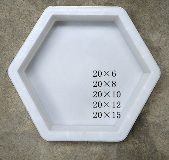 แม่พิมพ์บล็อคคอนกรีต ลาย 6 เหลี่ยม ขนาด 20x20x6 cm
