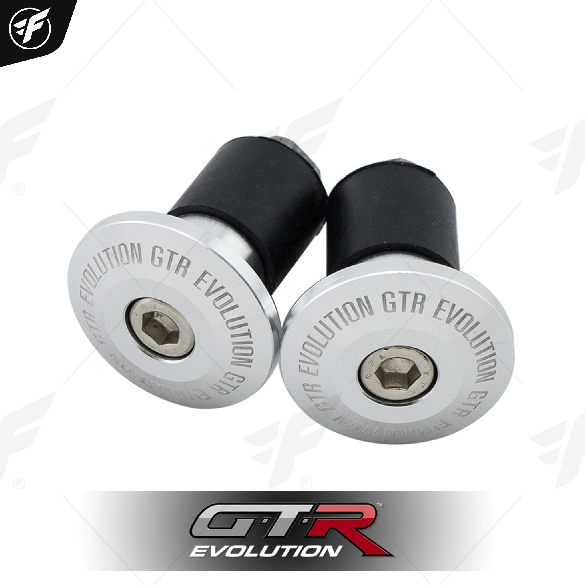 น็อตปลายแฮนด์ CNC GTR (มียาง) เงิน