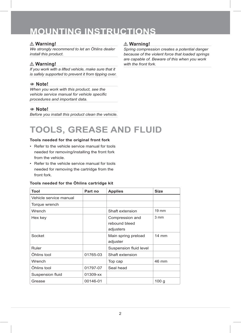 สปริงโช้คหน้า Ohlins FKA116 For Yamaha Ténéré 700 Extreme 2023-2024