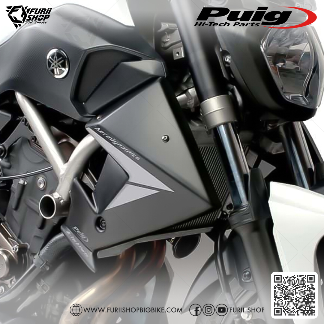 ครอบหม้อน้ำ Puig Radiator Cover Black : for Fz07/Mt07 2015-2020