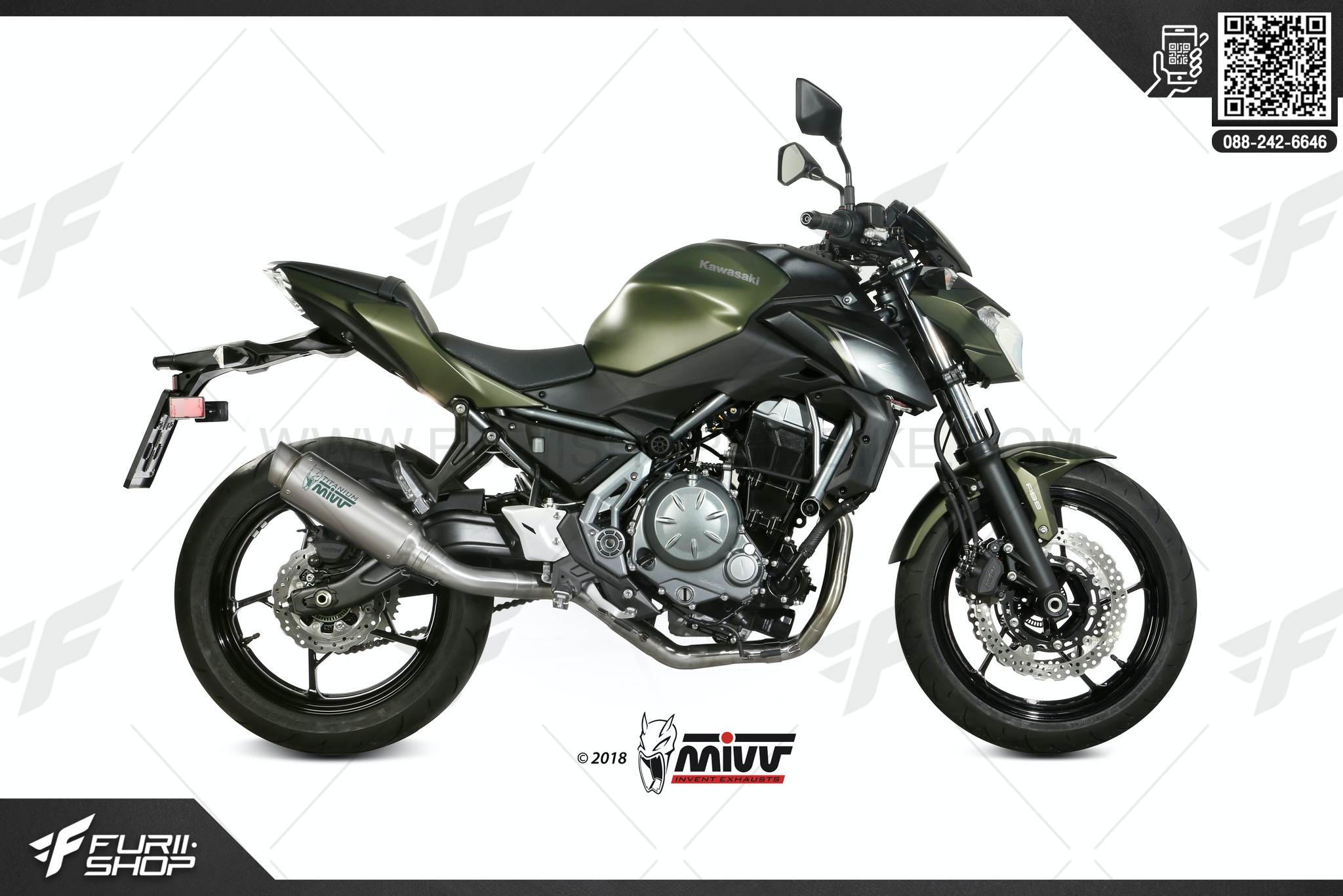 ท่อมอเตอร์ไซค์ MIVV GP PRO TITANIUM FOR Z650 2017 ท่อแต่ง ท่อสูตร ท่อบิ๊กไบค์ ท่อBigbike ท่อไอเสีย