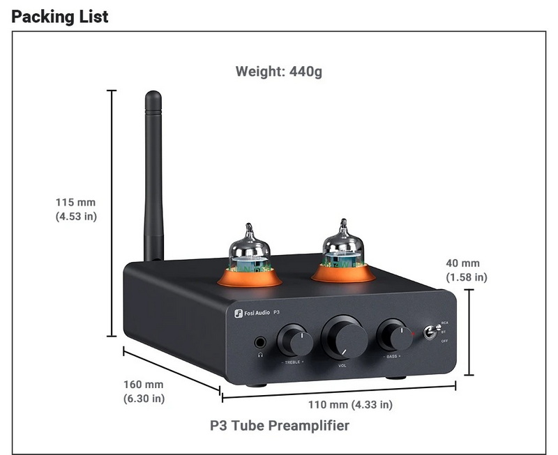 Fosi Audio P3 ปรีแอมป์หลอด 5654W x2 ปรับ Bass Treble ได้ สำหรับเครื่องเสียงบ้านหรือชุดหูฟัง ประกันศูนย์ไทย