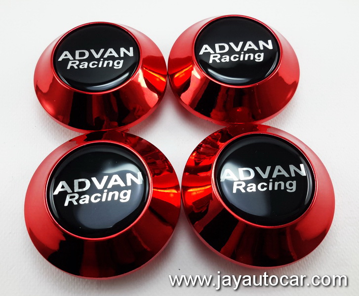 ฝาล้อรถยนต์ สำหรับ ล้อแม็ก สติ๊กเกอร์เรซิ่น ADVAN RACING สีแดง ขนาด 58 มิล 1ชุด 4ชิ้น