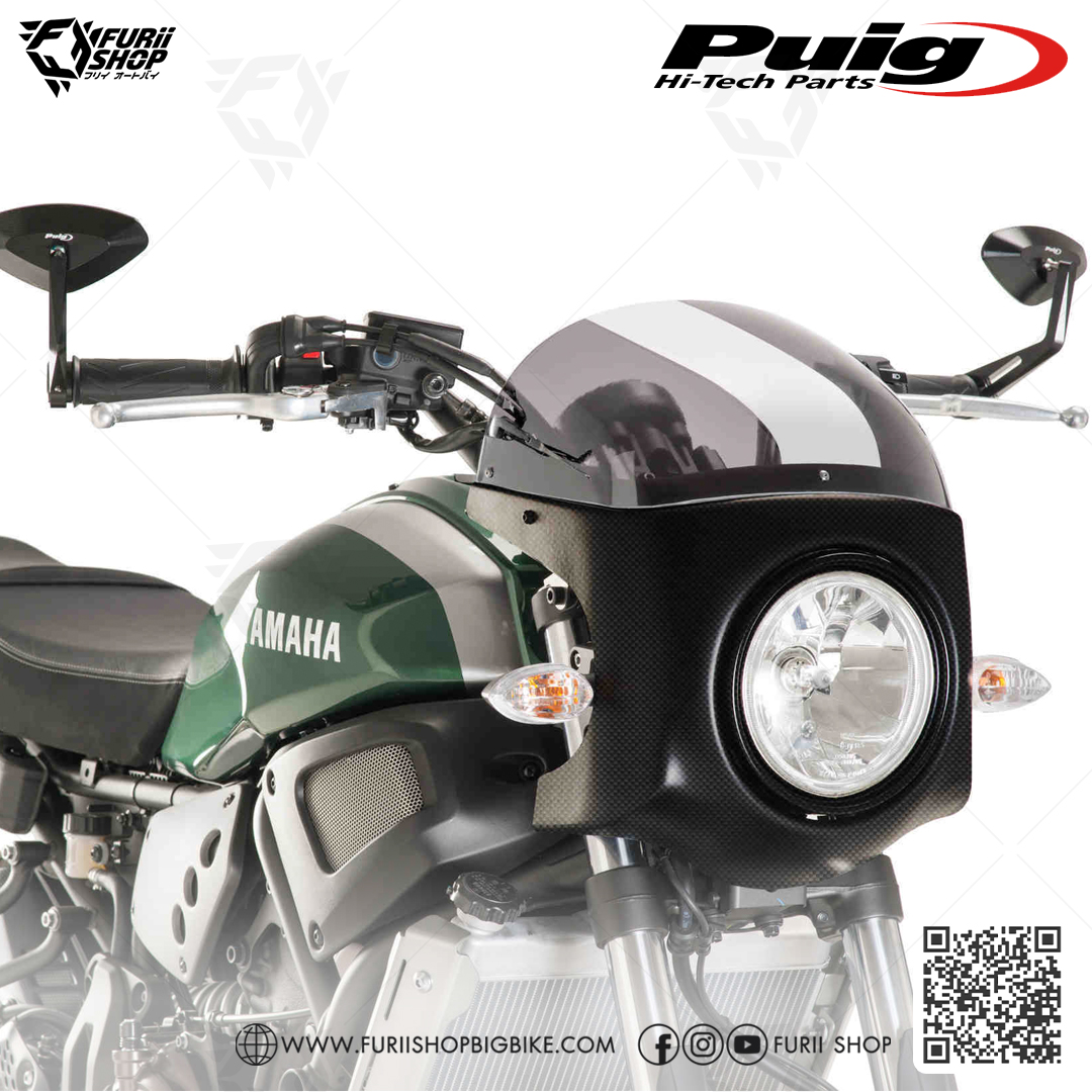 ชิลด์หน้า Puig Windshield Retro Semi Fairing Carbon : for Yamaha XSR700 2017-2020
