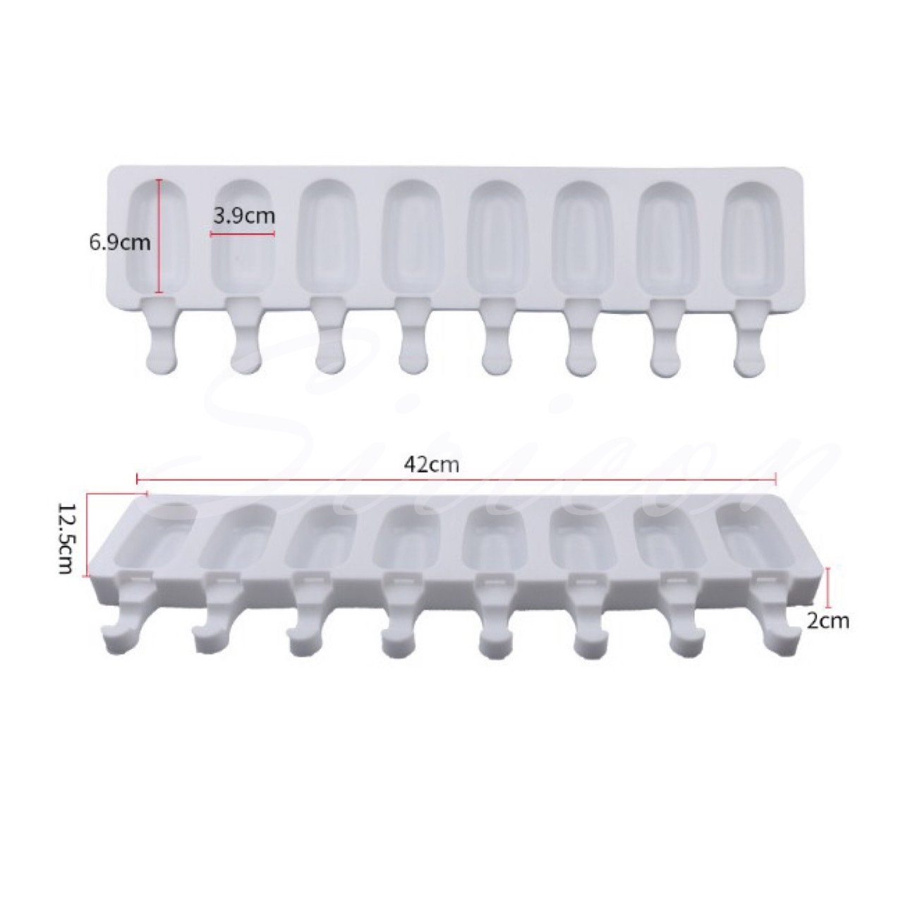 แม่พิมพ์เค้กป๊อบ พิพม์ซิลิโคนไอติม แบบ8ช่อง แถมไม้20อัน