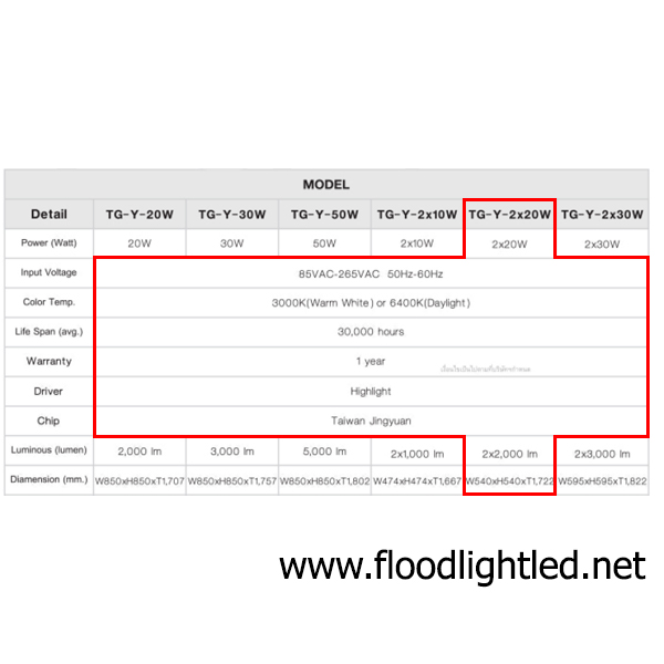 ขาตั้งสปอร์ตไลท์ LED 2x20w 2 หัว (แสงส้ม)