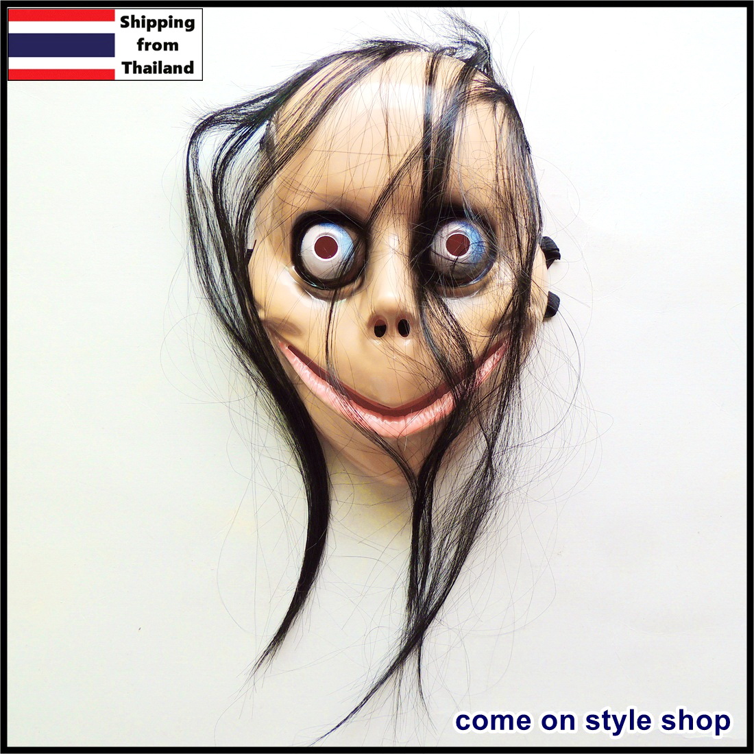 หน้ากากผี MOMO โมโม ปีศาจ หน้ากากฮาโลวีน หนังผี คอสเพลย์ MOMO Challenge Devil Halloween Full Face