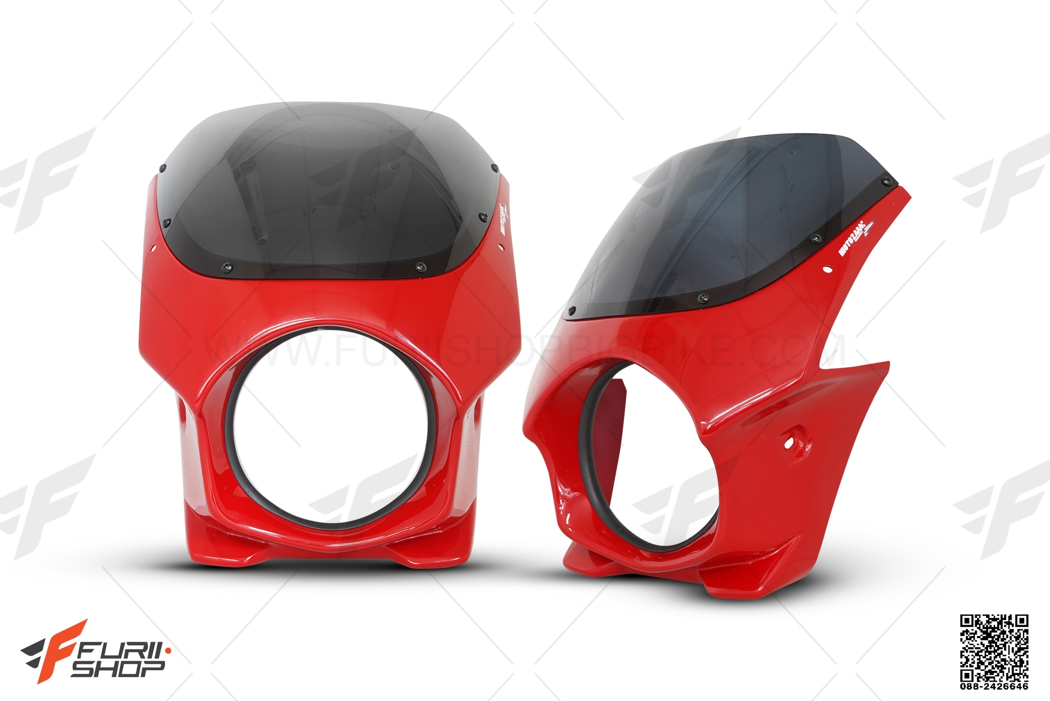 ครอบไฟหน้า MOTOZAAA สีแดง FOR HONDA CB150R