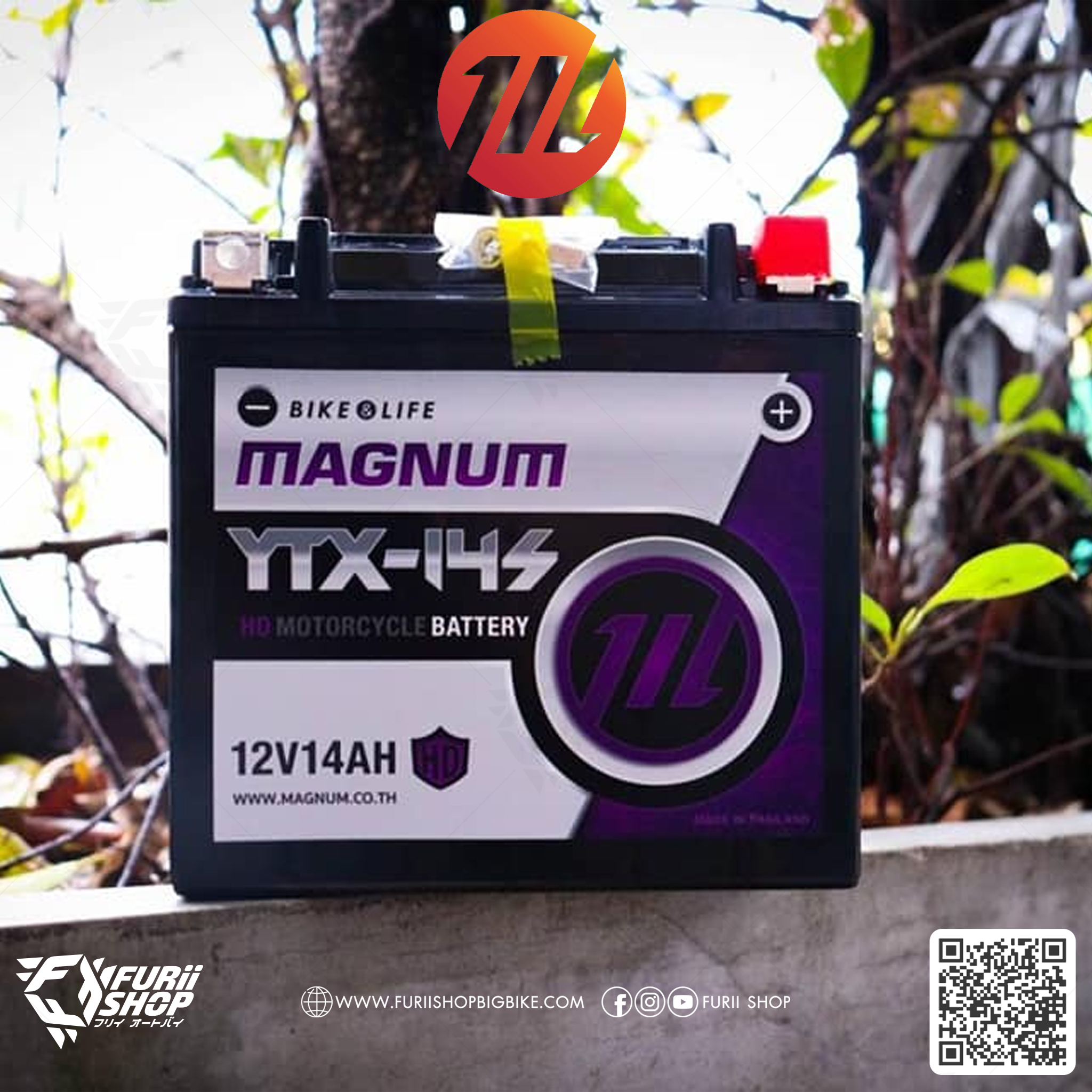 MAGNUM : แบตเตอรี่ YTX-14 S สำหรับรถ Harley-Davidson Sportster