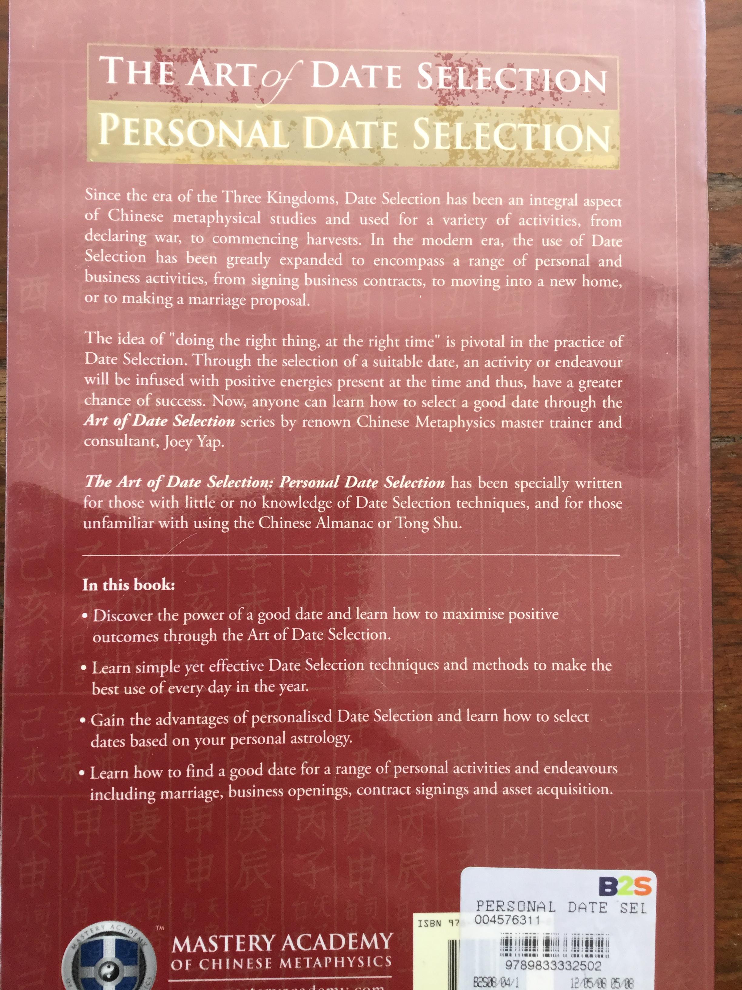 PERSONAL DATE SELECTION. The ART of Date Selection. For personal activities and endeavours. ผู้เขียน Joey yap 0 กก.