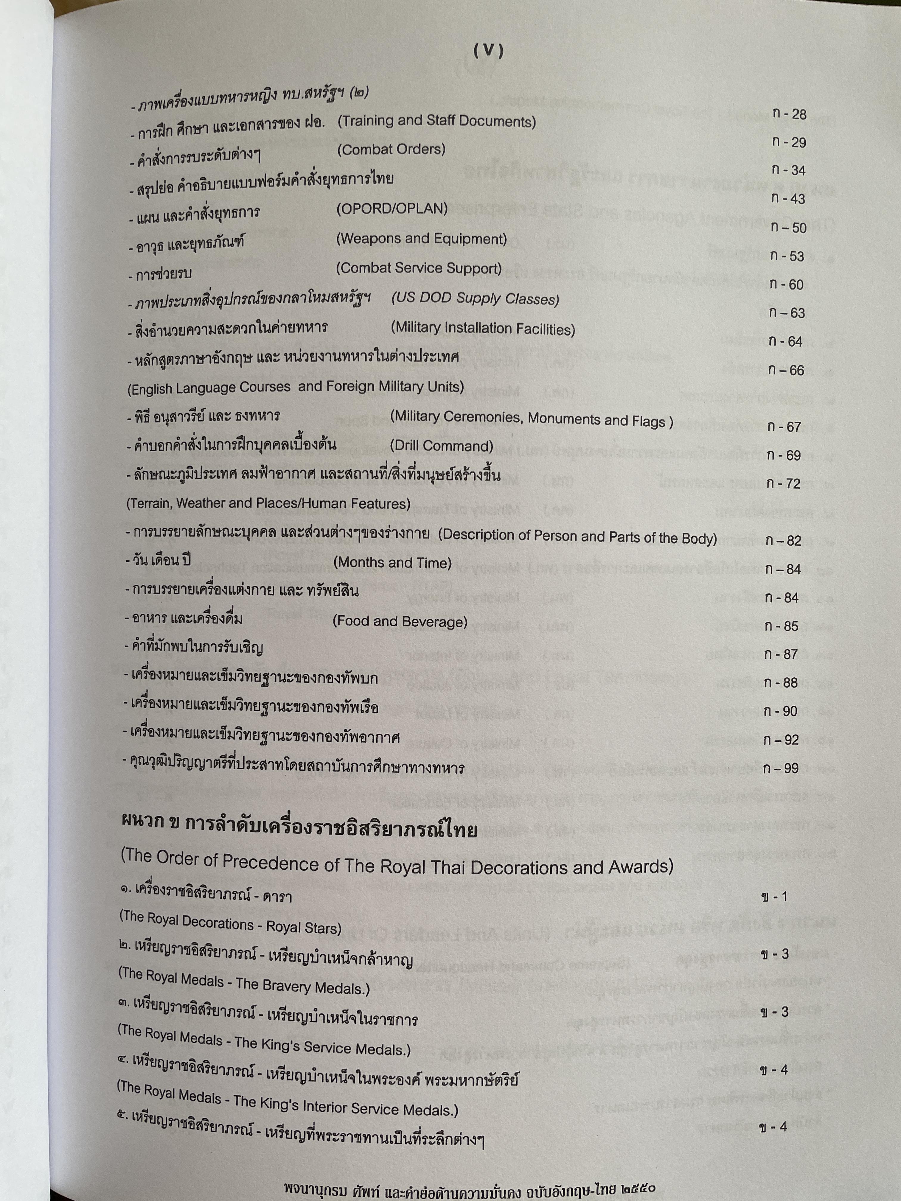 พจนานุกรมศัพย์ และคำย่อด้านความมั่นคง ฉบับอังกฤษ-ไทย พรุ่ง.ศ.2550 5 กก.
