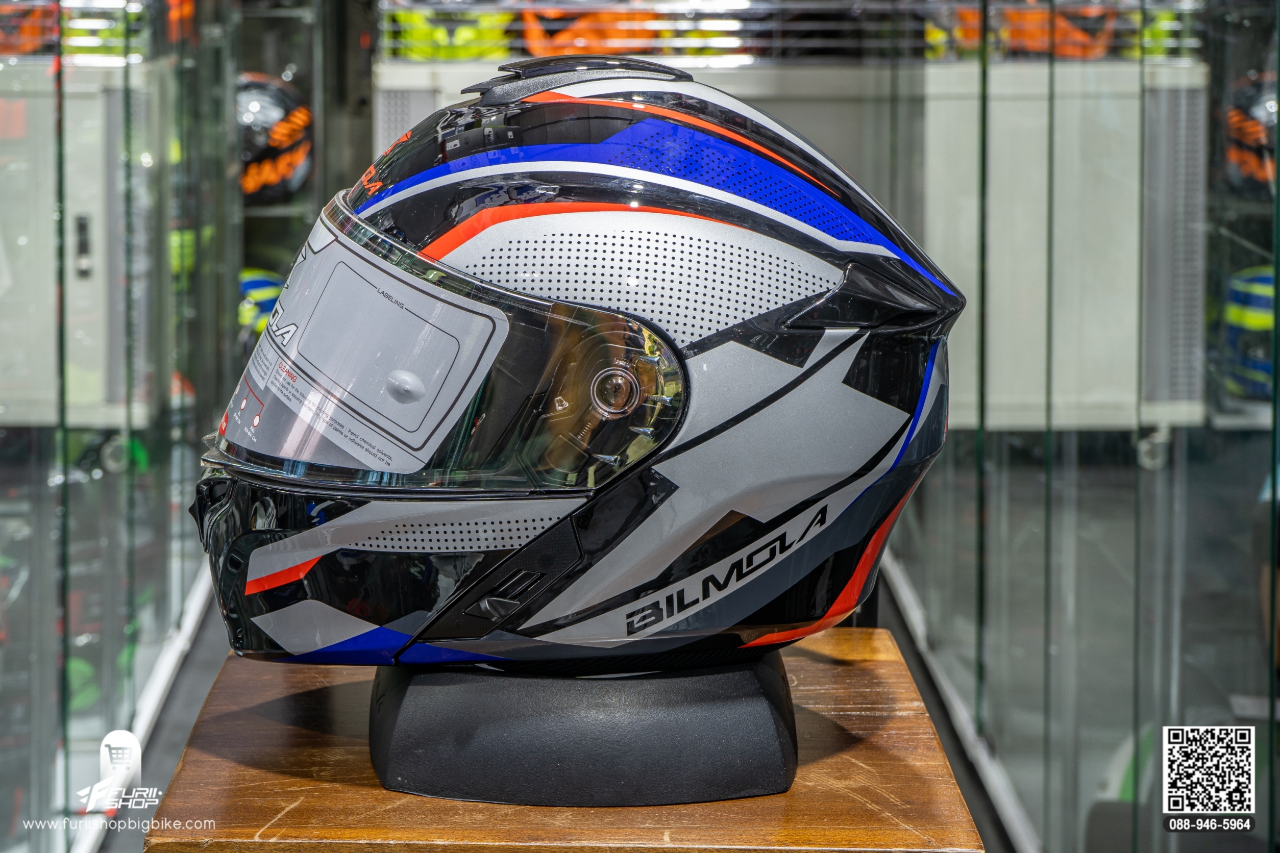 หมวกกันน็อค BIMOLA EXPLORER SX RED BLUE (GLOSSY)