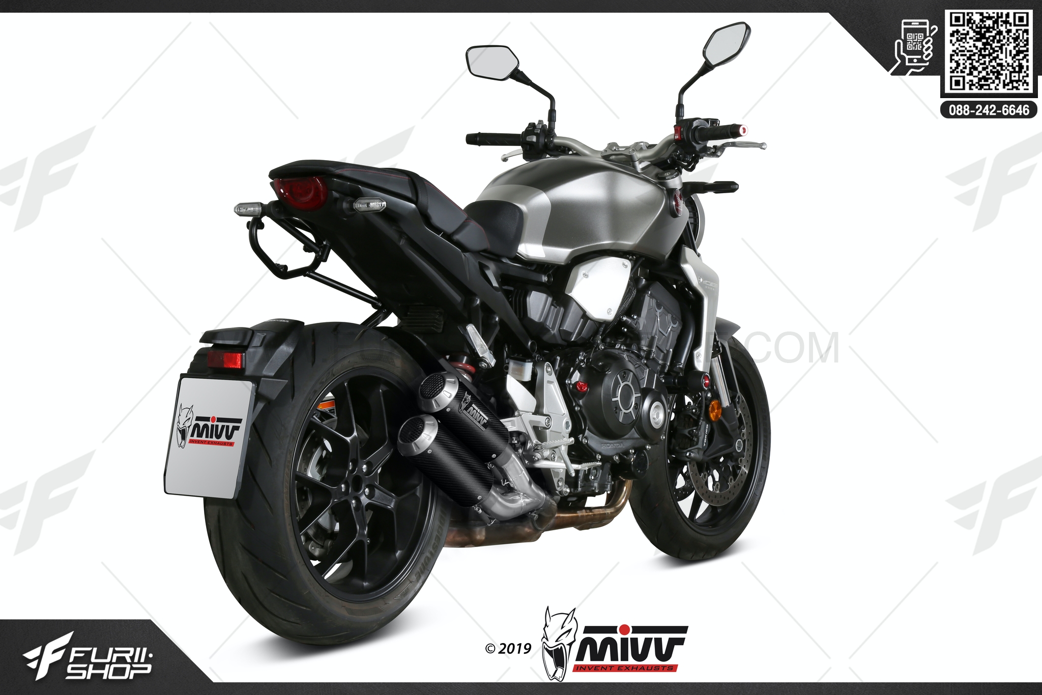 ท่อมอเตอร์ไซค์ MIVV 2 SLIP-ON M3 CARBONIO/CARBON FOR HONDA CB1000R 2018 ท่อแต่ง ท่อสูตร ท่อบิ๊กไบค์ ท่อBigbike ท่อไอเสีย