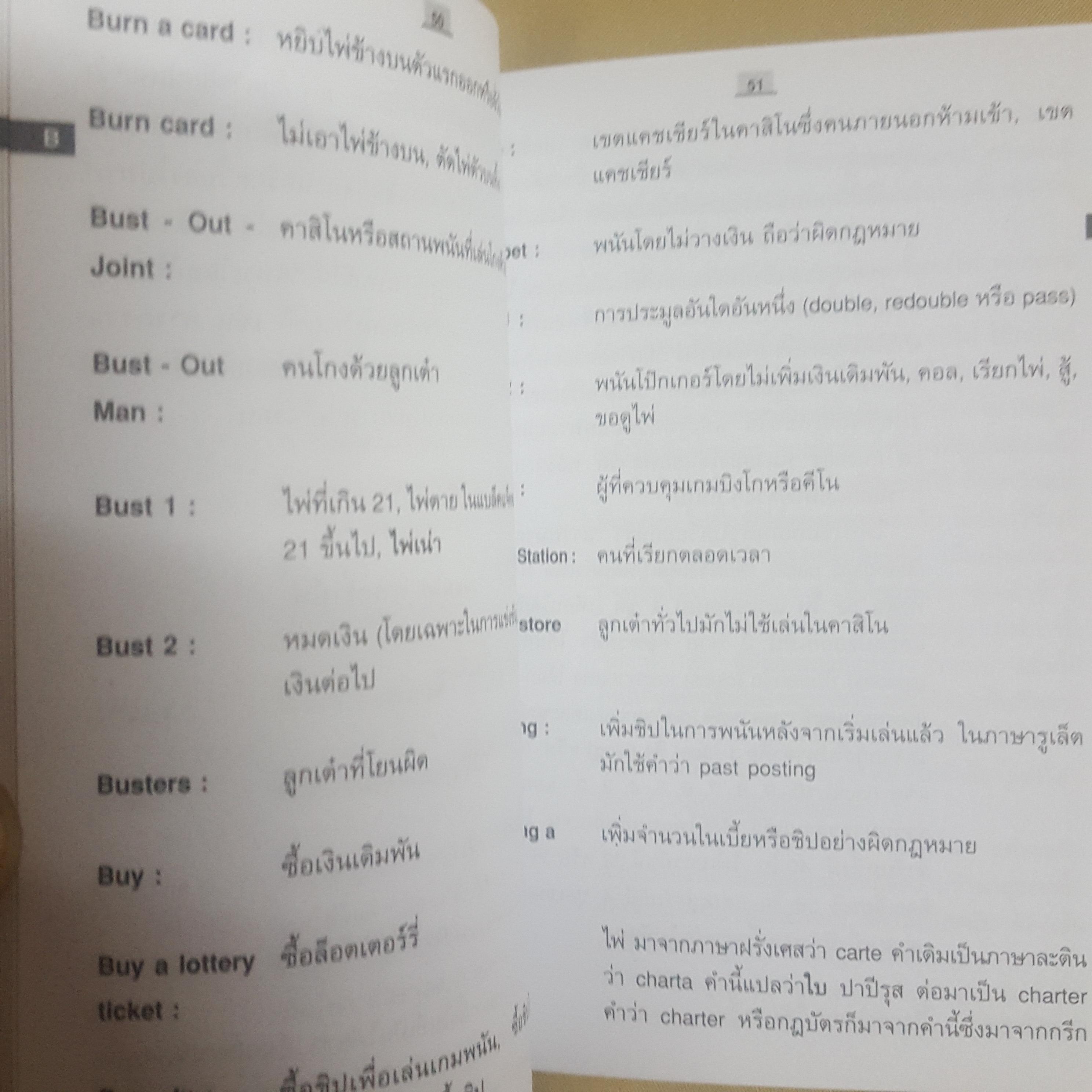 พจนานุกรมการพนันและคาสิโน อังกฤษ-ไทย และ ไทย-อังกฤษ