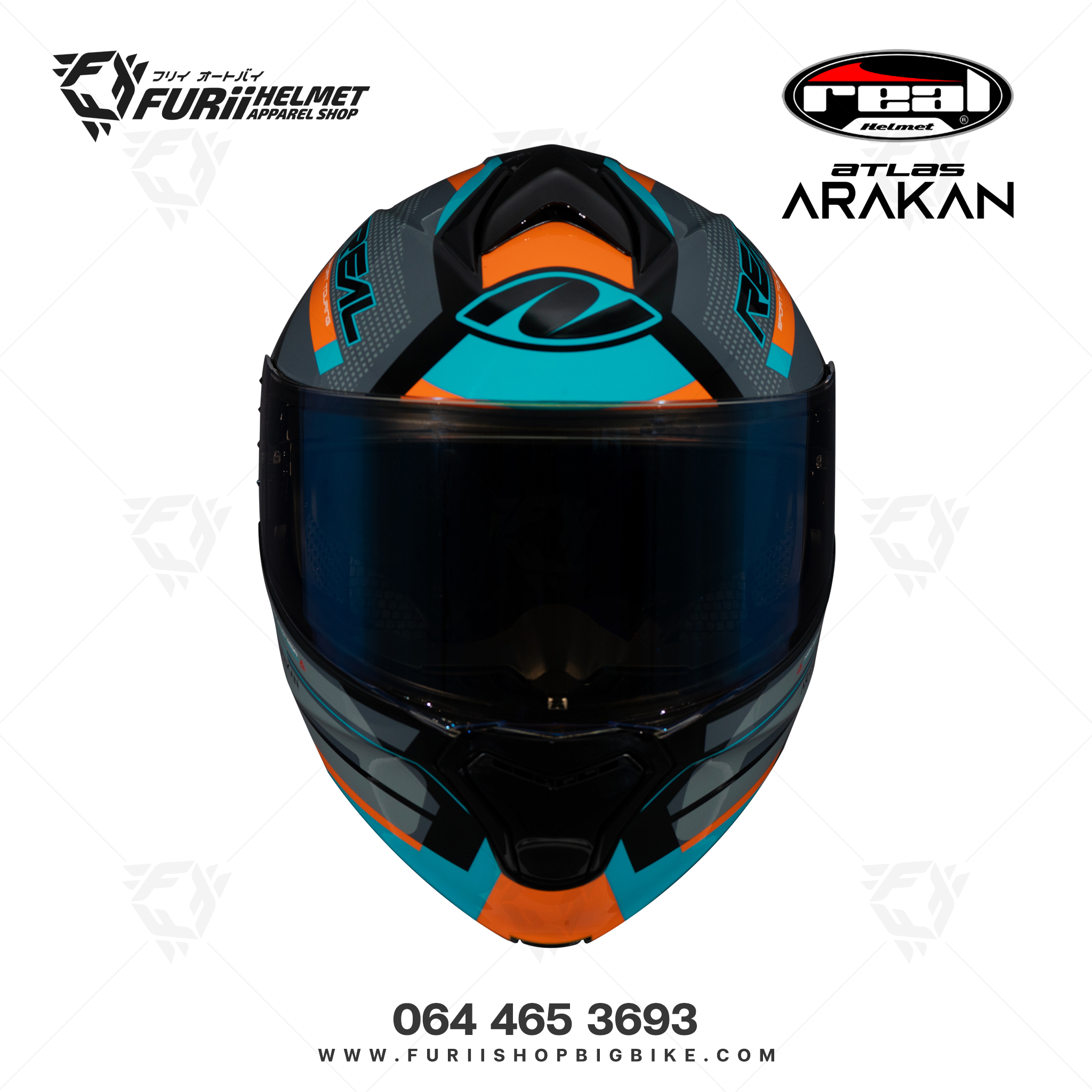 หมวกกนน็อคเต็มใบ Real Atlas Arakan : ดำ-ส้ม